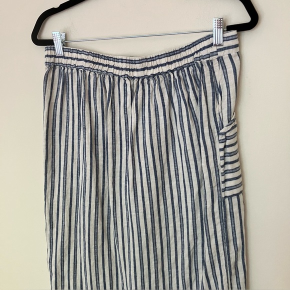 Tahari Women’s Blue 100% Linen Button Button-Down Striped Maxi Skirt Size Large - Picture 4 of 9
